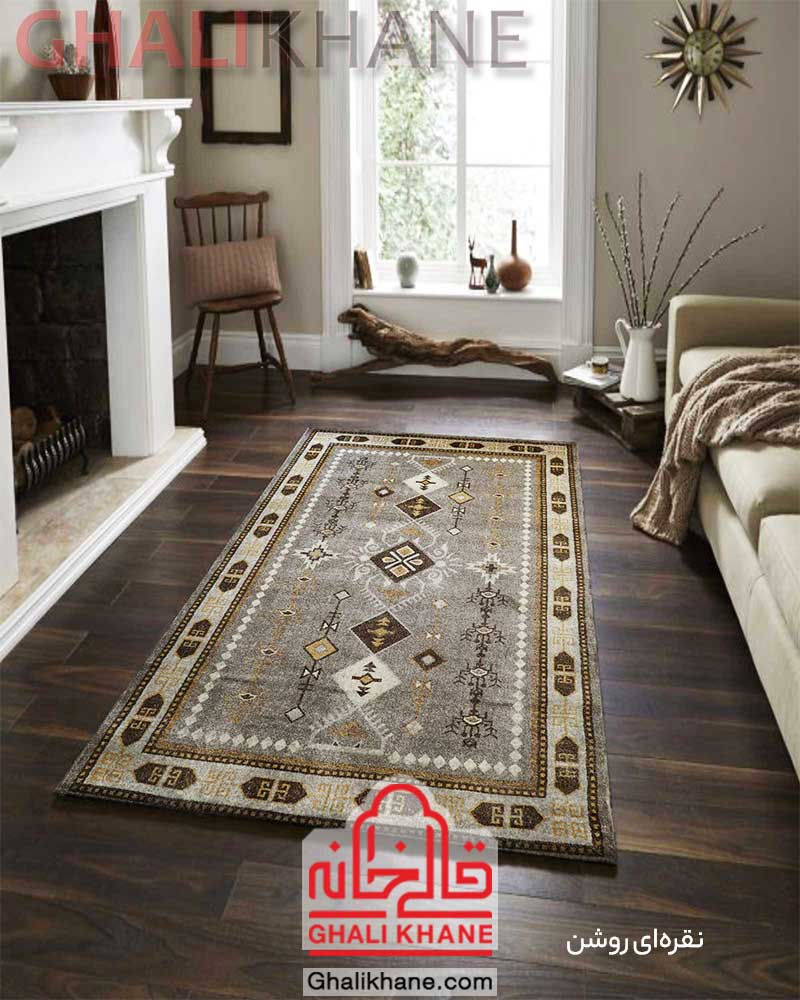 فرش ساوین کد 4114 زمینه نقره ای روشن