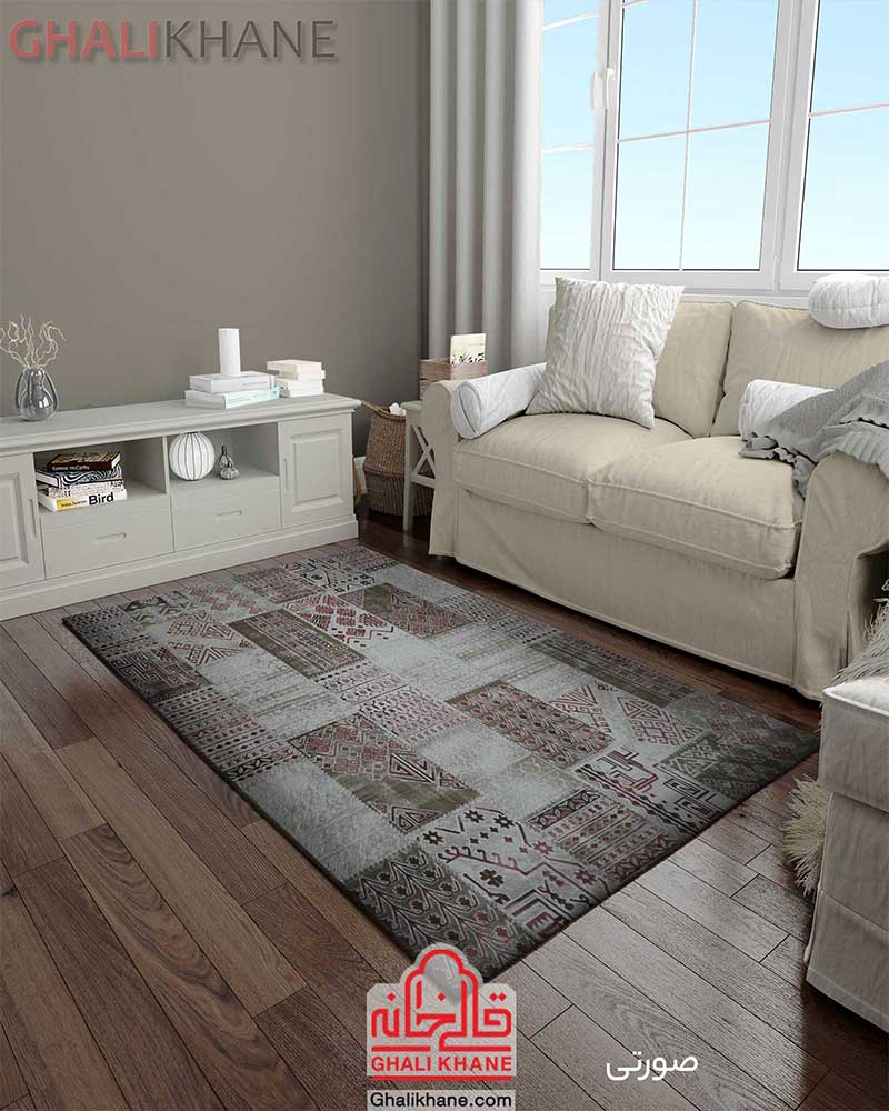 فرش زمرد مشهد کد 1724 صورتی