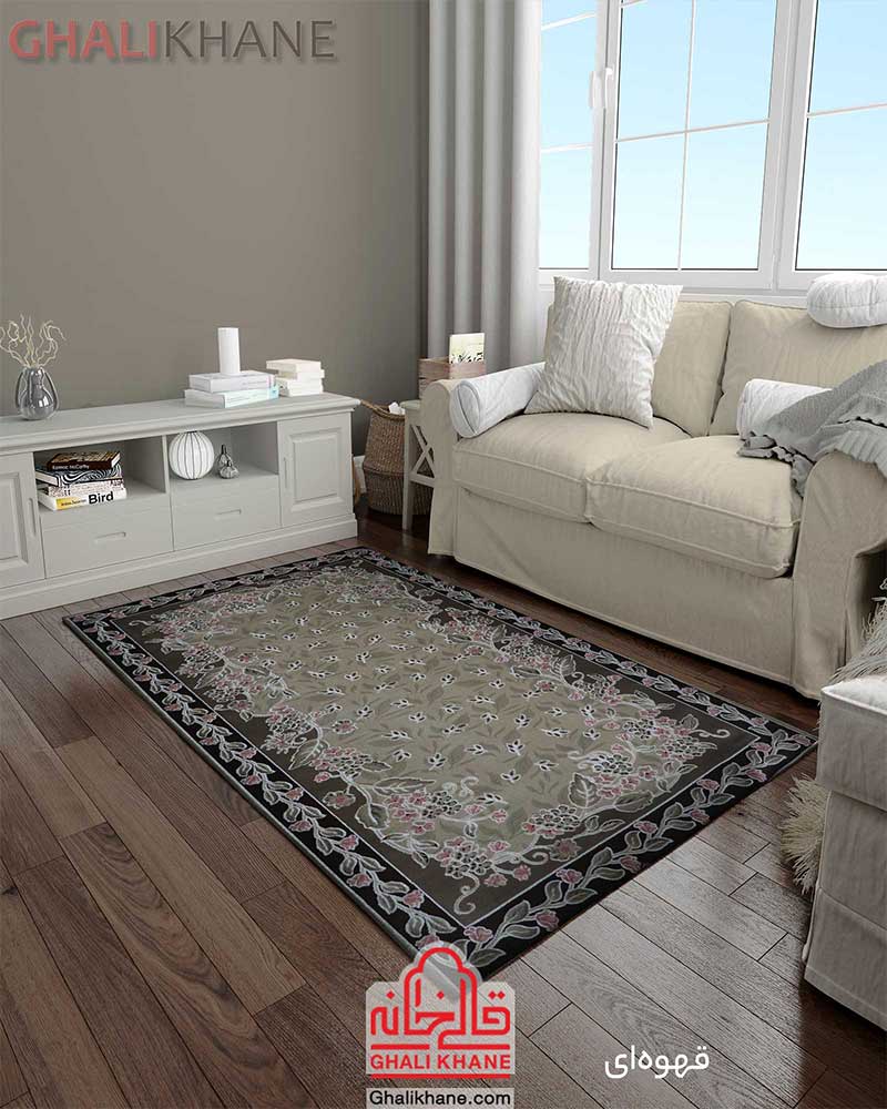 فرش زمرد مشهد کد 1725 قهوه ای