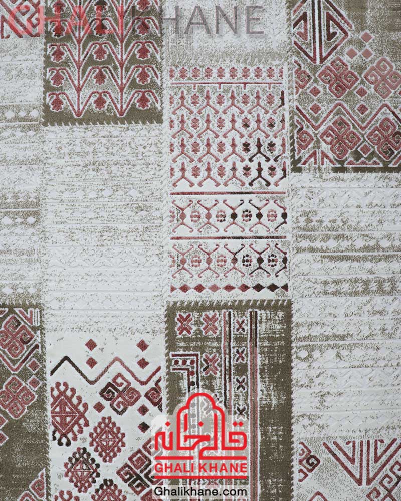 فرش مدل فانتزی زمرد مشهد کد 1724 صورتی