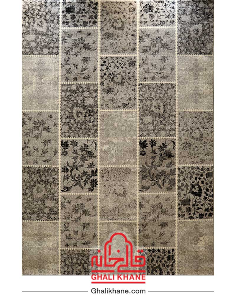 فرش ساوین کد 4121 زمینه نقره ای روشن