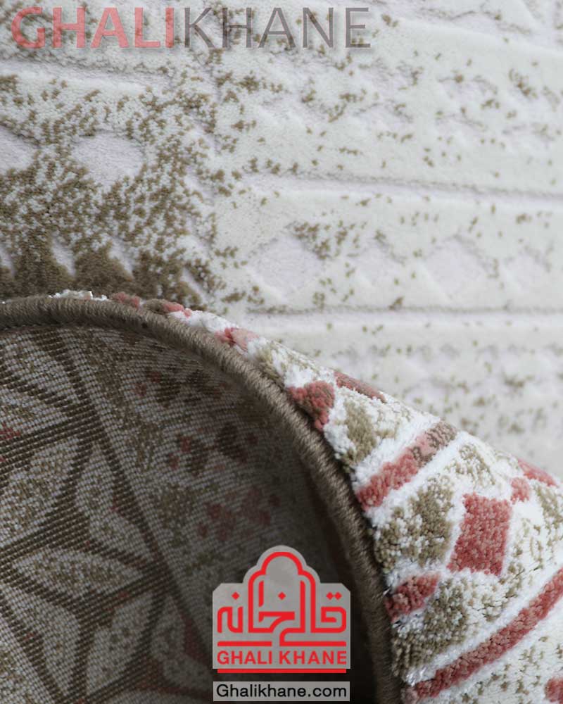 فرش 410 شانه زمرد مشهد کد 1724 صورتی