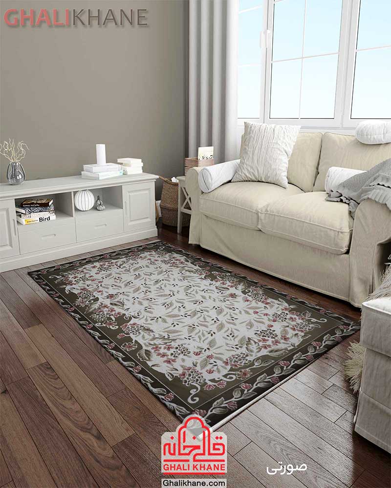 فرش ماشینی زمرد مشهد کد 1725 صورتی