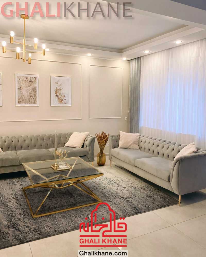 فرش مدل فانتزی زمرد مشهد کد 5108 طوسی