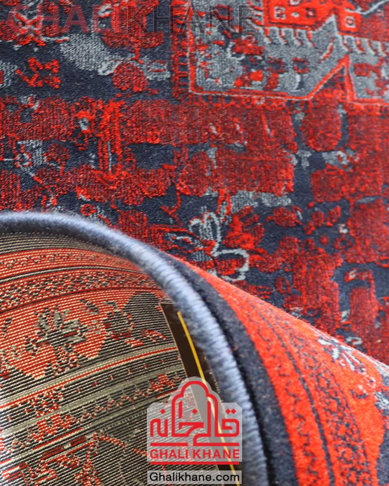 فرش تهران طرح هرمس سرمه‌ای لاکی