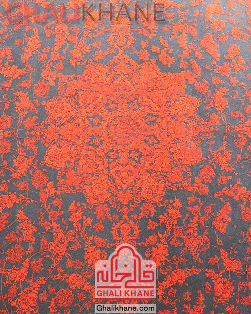 فرش تهران طرح گلاریس سرمه‌ای لاکی