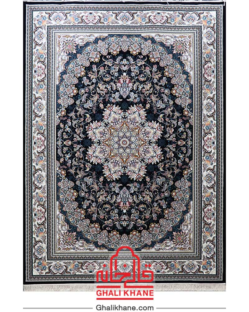 فرش مشهد کد 722146 سرمه ای