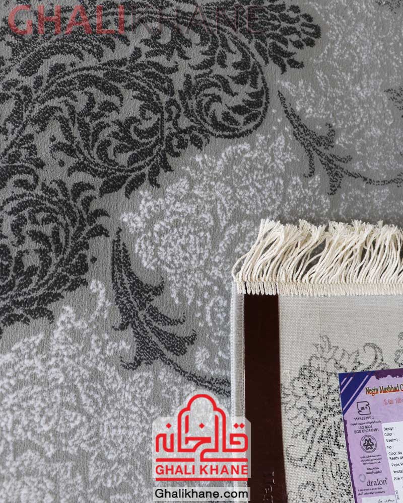 فرش نگین مشهد 700 شانه کد 725 نقره ای