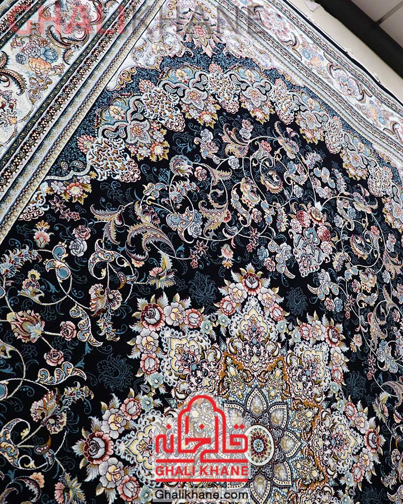 فرش مشهد کد 722146 سرمه ای