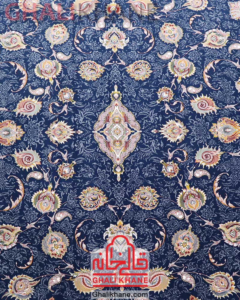 فرش زمرد مشهد کد 45000 آبی تیره