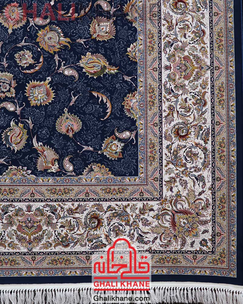 فرش زمرد مشهد کد 45000 آبی تیره