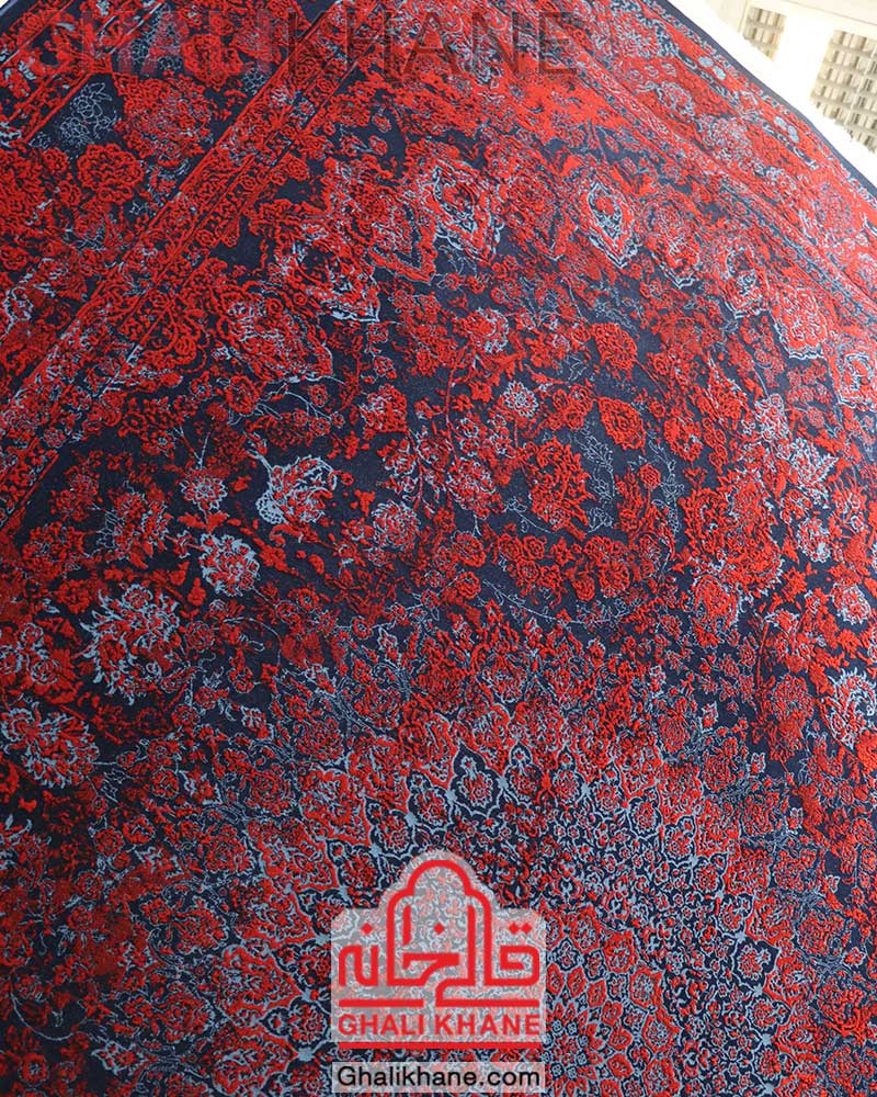 فرش تهران 1200 شانه طرح السا سرمه‌ای لاکی